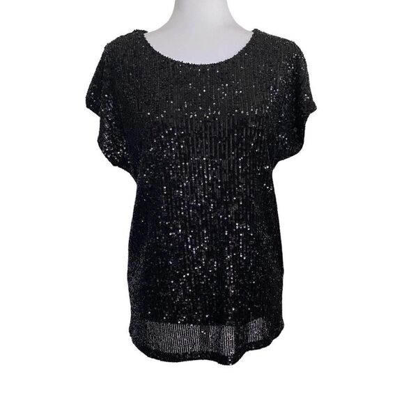 Rachel zoe top sequin black blouse size medium - Picture 1 of 10